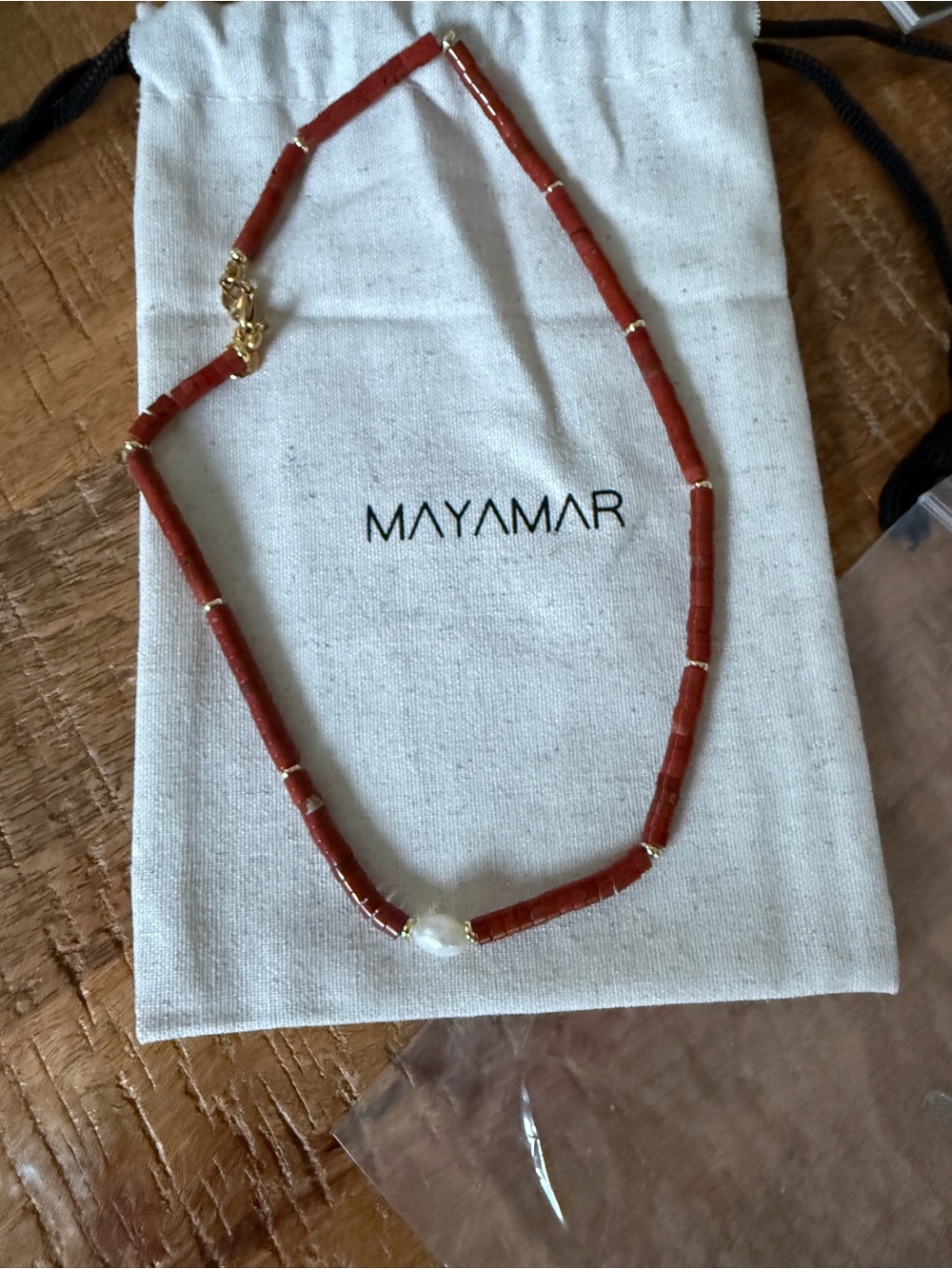 mayamar genuine gemstone necklace with authentic pearl